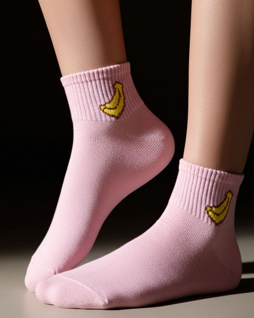 Pink Banana Ankle Socks – Cute Fruit Design