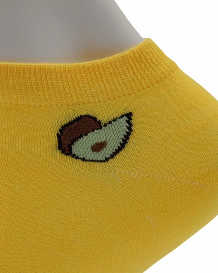 Yellow Ankle Socks with Avocado Design hover