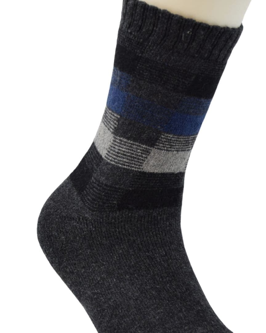 Men’s Winter Woolen Socks – Black & Grey Checkered Pattern hover