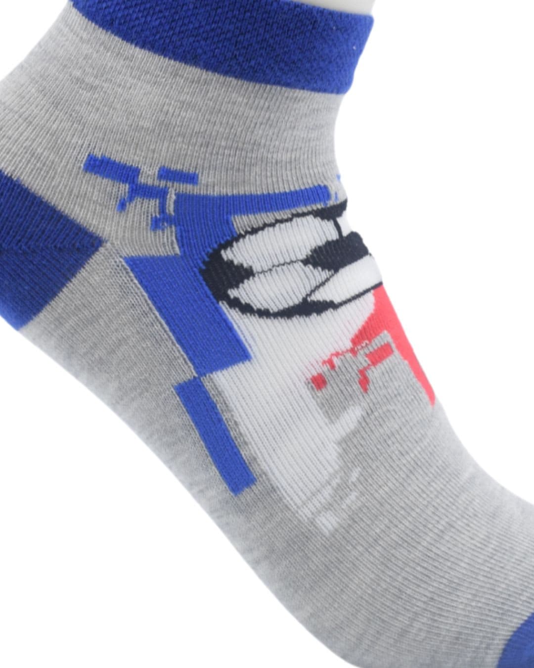 Kids Sports-Themed Ankle Socks – Grey & Blue | Soft Cotton Comfort hover