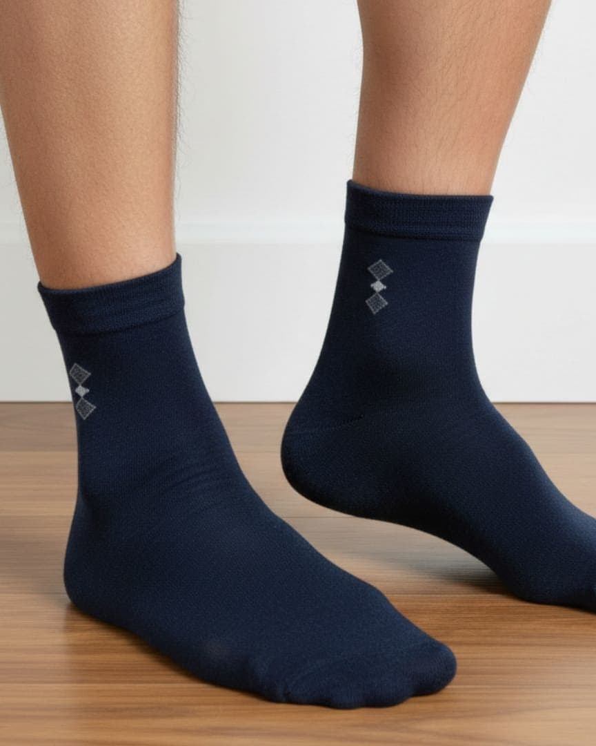 Men Cotton Ankle Socks Soft Breathable Comfort Fit Navy Blue