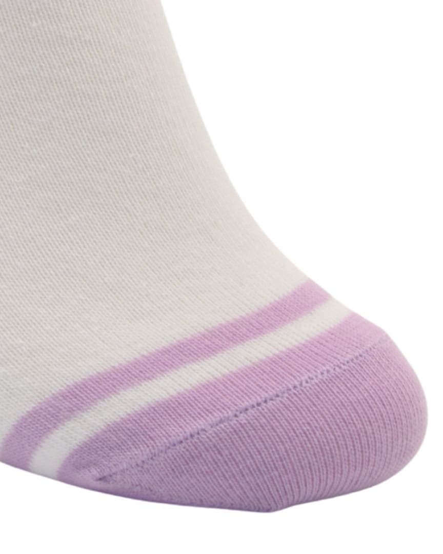 White & Lavender Ankle Socks with Striped Design – Soft Everyday Comfort hover