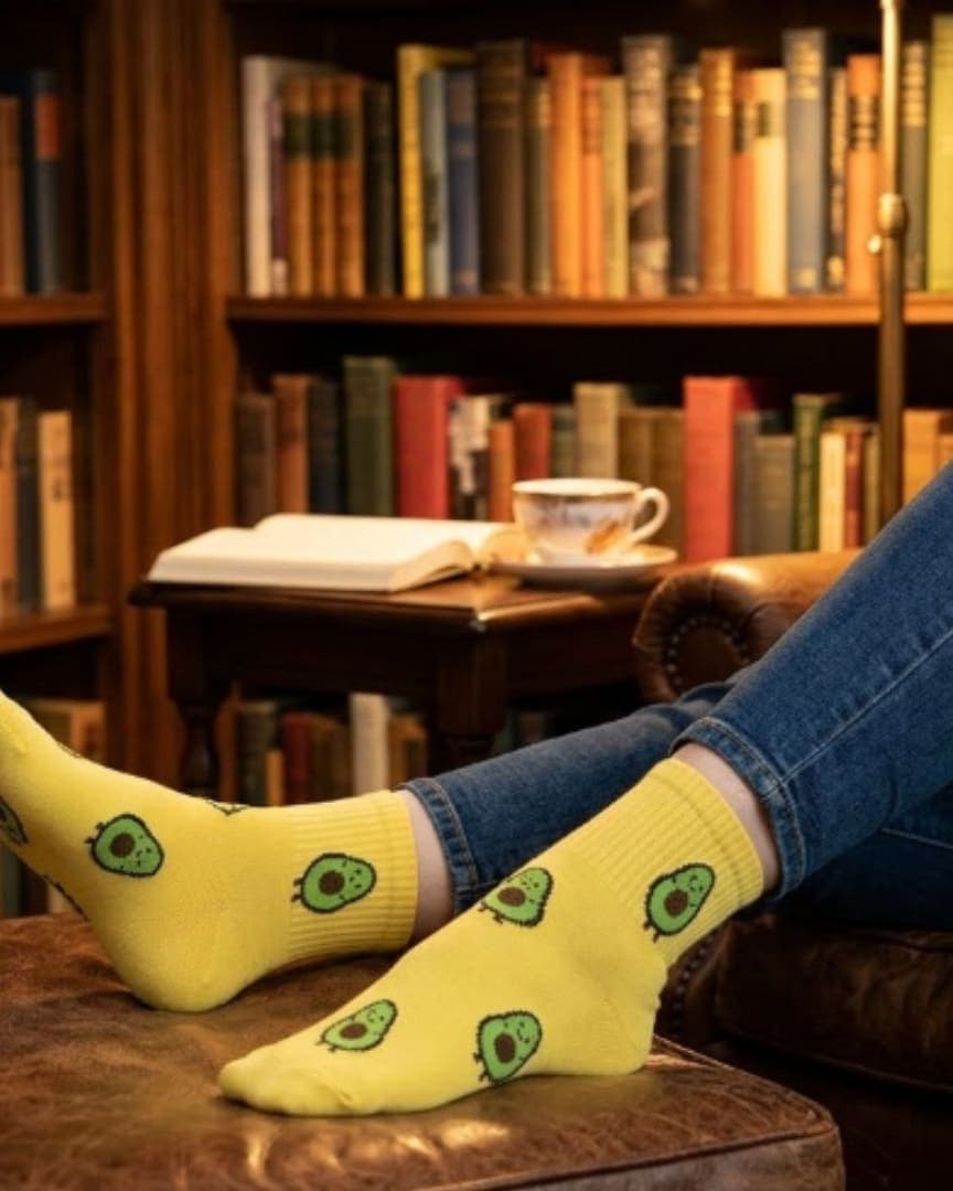 Cute Avocado Ankle Socks – Yellow Fun Fruit Design
