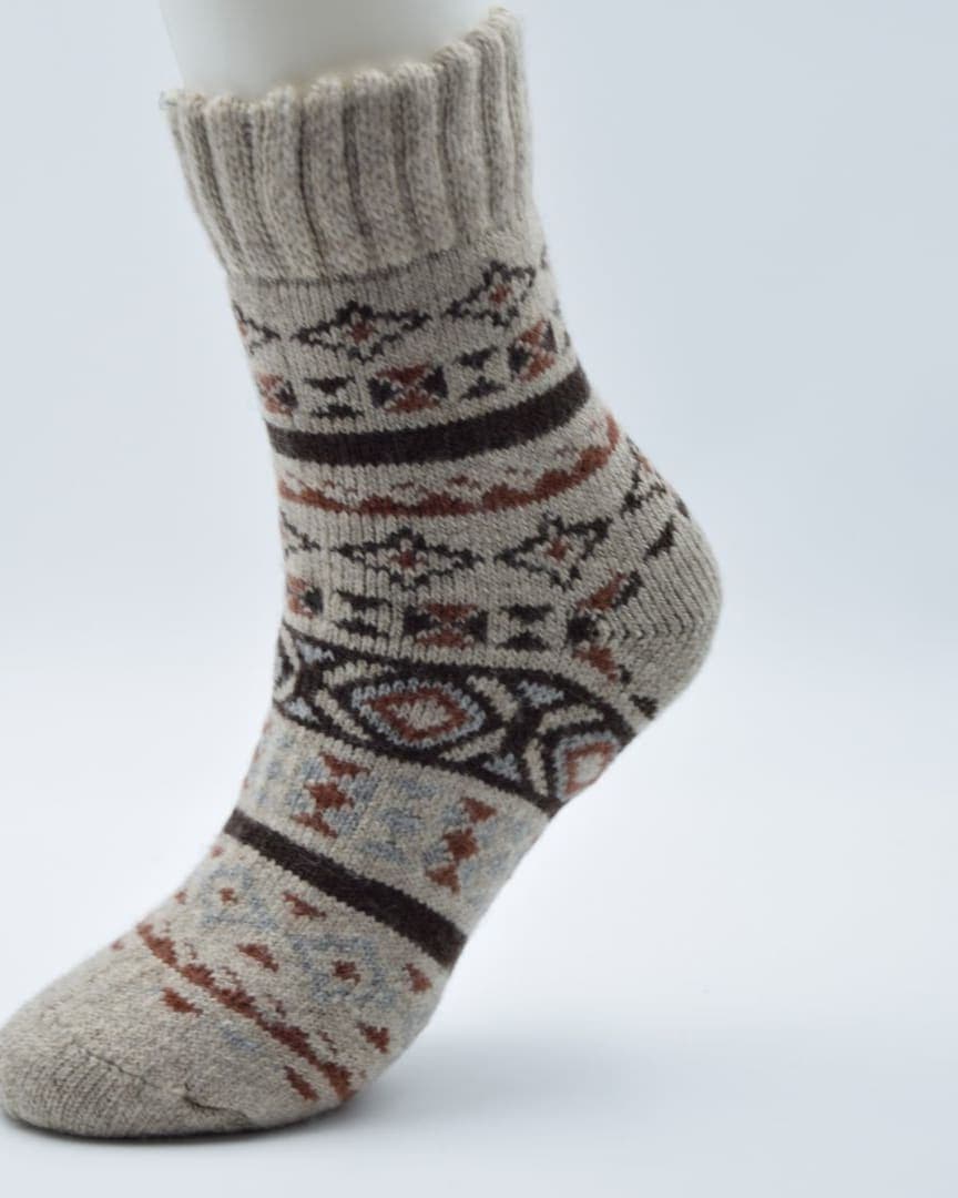 Rustic Fair Isle Unisex Winter Socks | Cozy Couples Socks for Fireplace Lounging1 hover