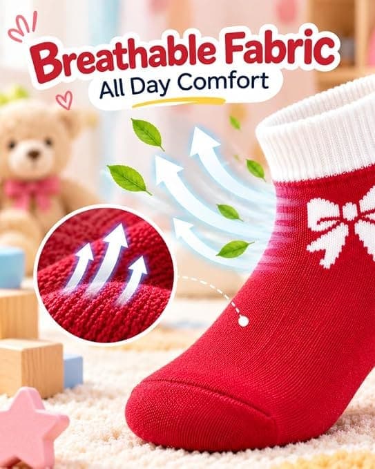 Girls Woollen Winter Socks with Bow Design