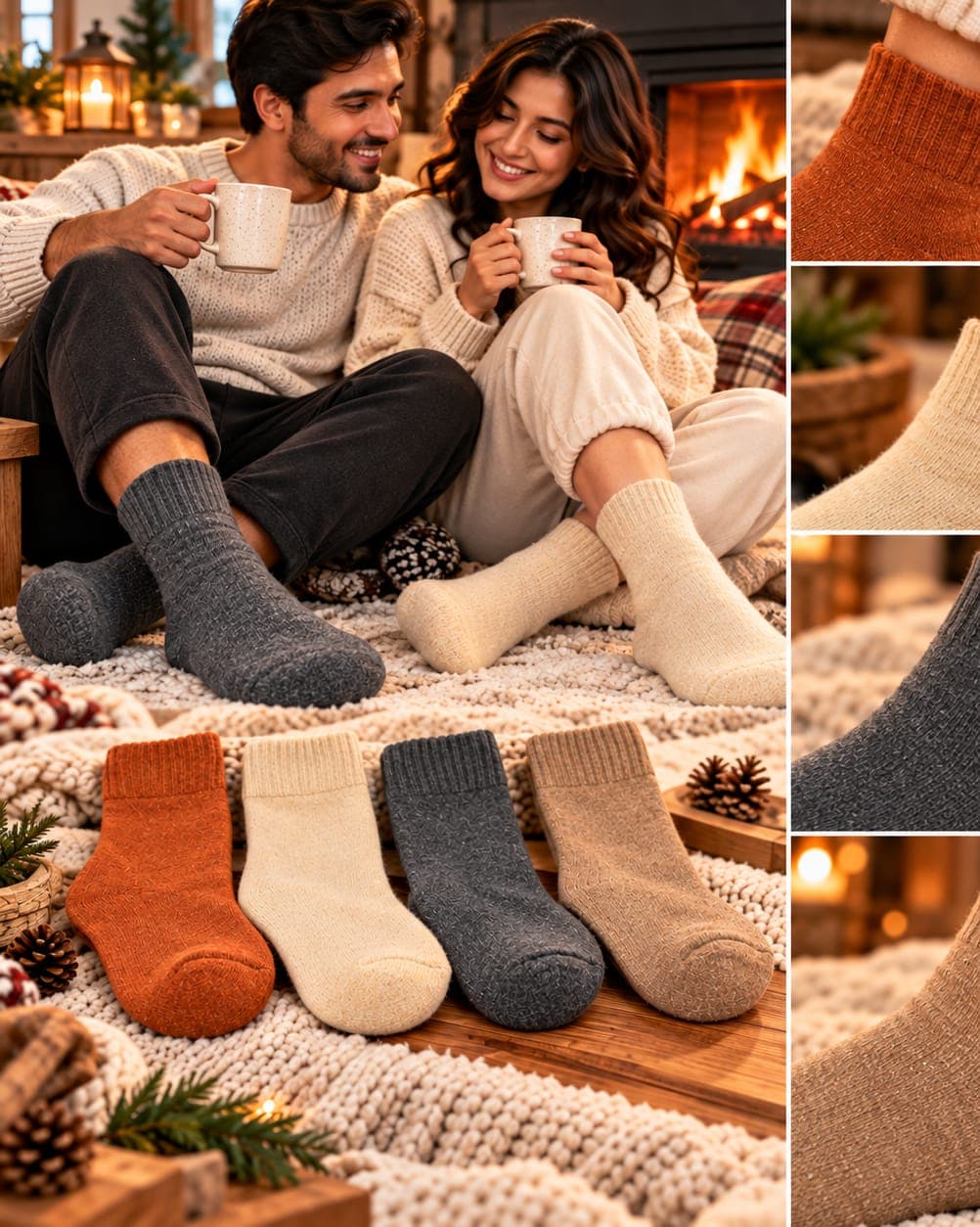 Women’s Woollen Winter Socks Pack of 4, Warm Thermal Socks for Cold Weather hover