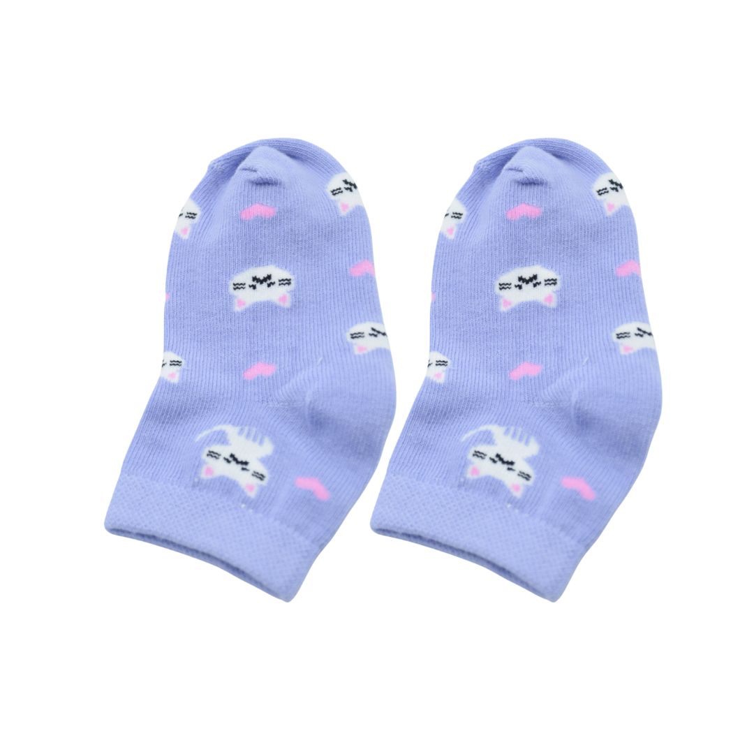 Cute Purple Kitty Ankle Socks for Kids