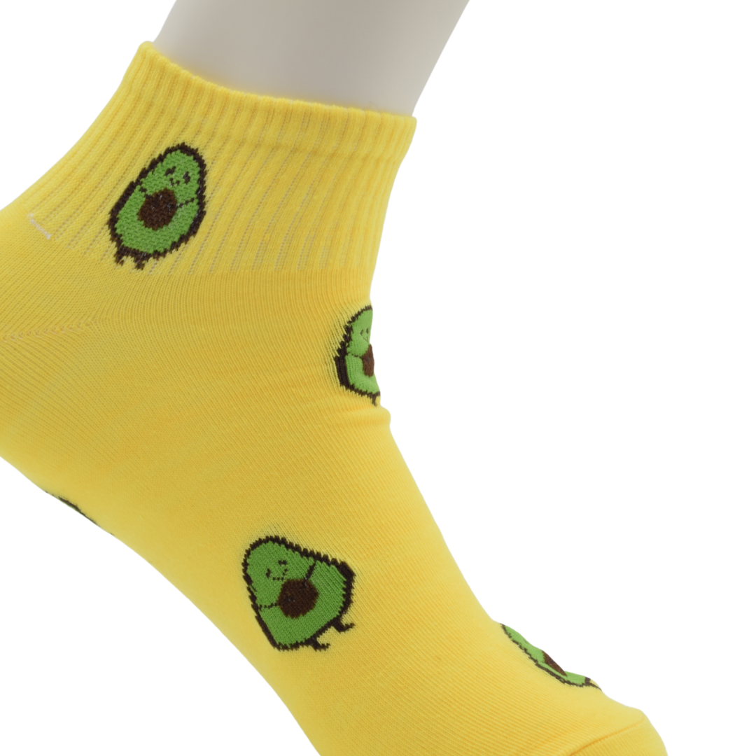Cute Avocado Ankle Socks – Yellow Fun Fruit Design
