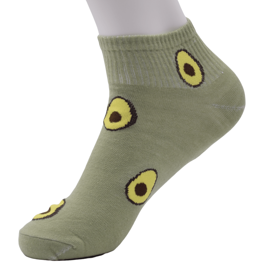Green Avocado Ankle Socks – Fun & Playful Fruit Design