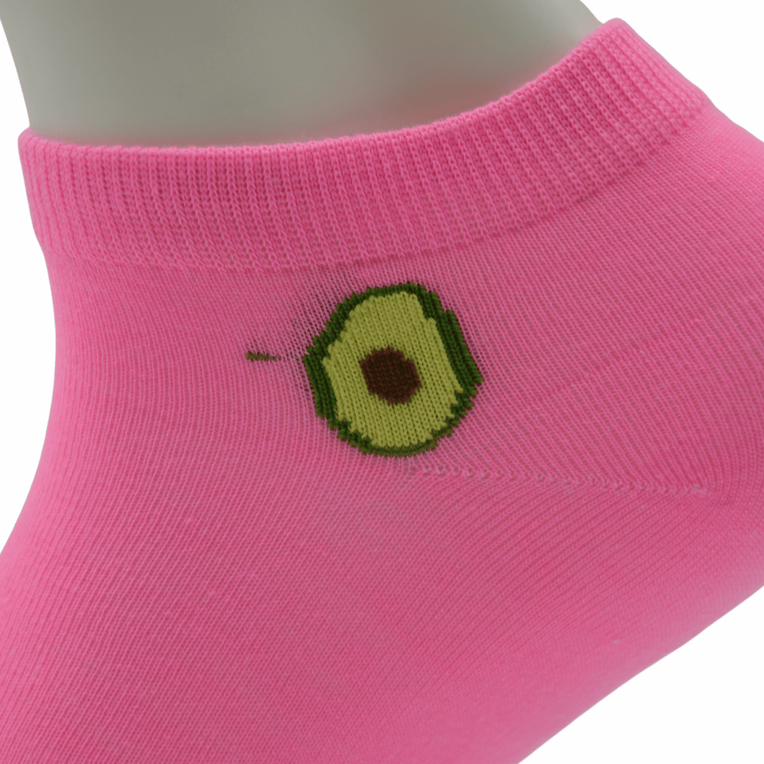 Pink Ankle Socks with Avocado Embroidery
