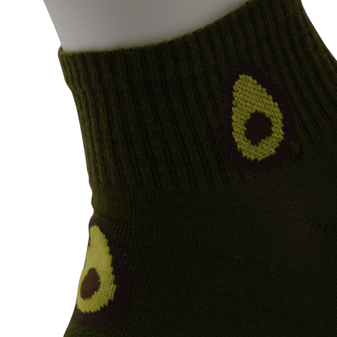 Green Ankle Socks with Fun Avocado Pattern
