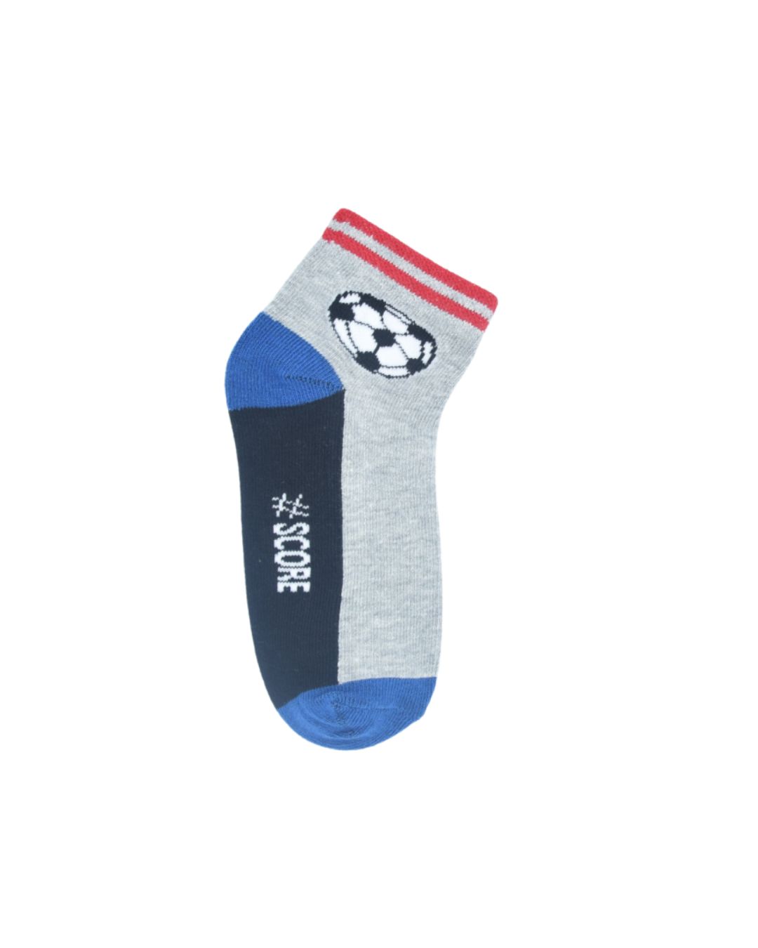Kids Football Ankle Socks – Grey with #SCORE Design | Soft Cotton