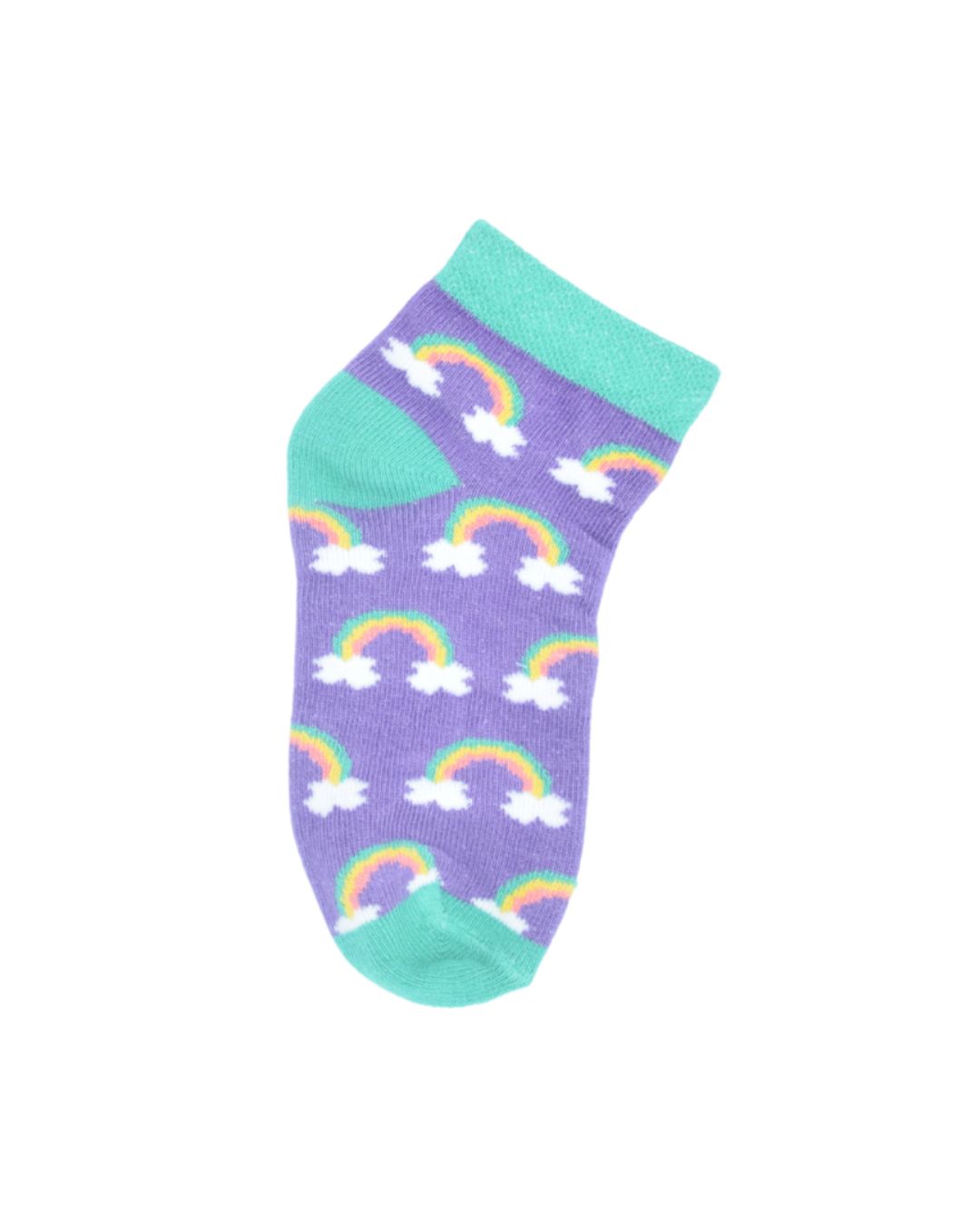 Kids Rainbow Ankle Socks – Purple & Green | Soft Cotton Fun Wear