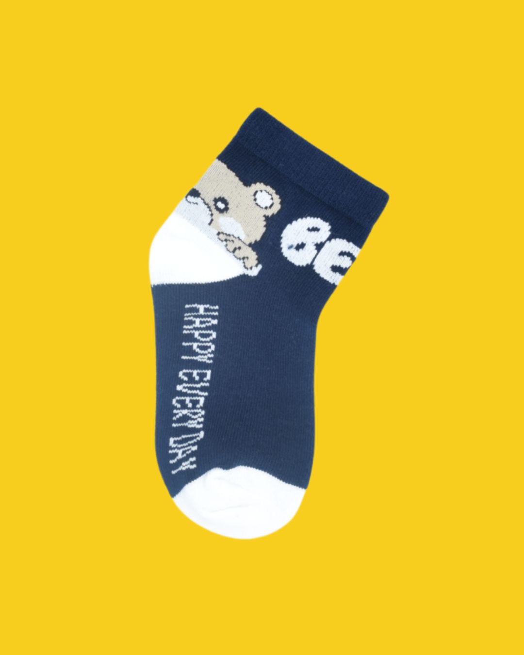 Kids Teddy Bear Ankle Socks – Navy Blue & White | Happy Everyday Design