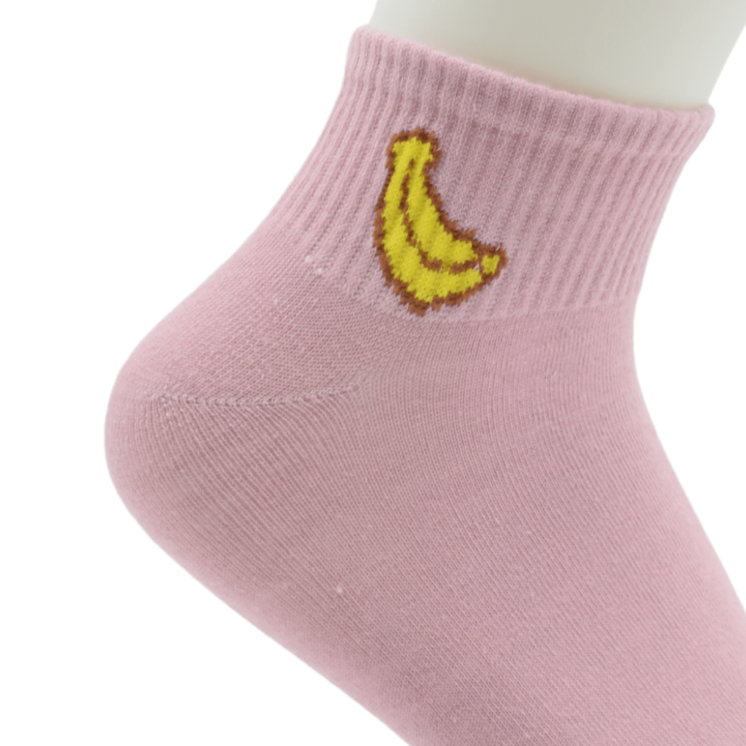 Pink Banana Ankle Socks – Cute Fruit Design