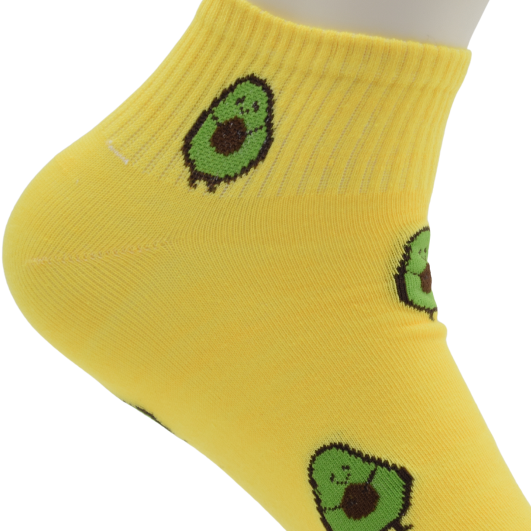 Cute Avocado Ankle Socks – Yellow Fun Fruit Design