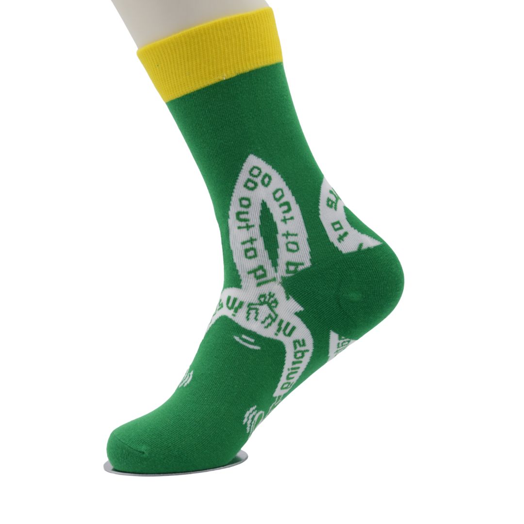 Green & Yellow Quote Socks – "Embrace the Journey"