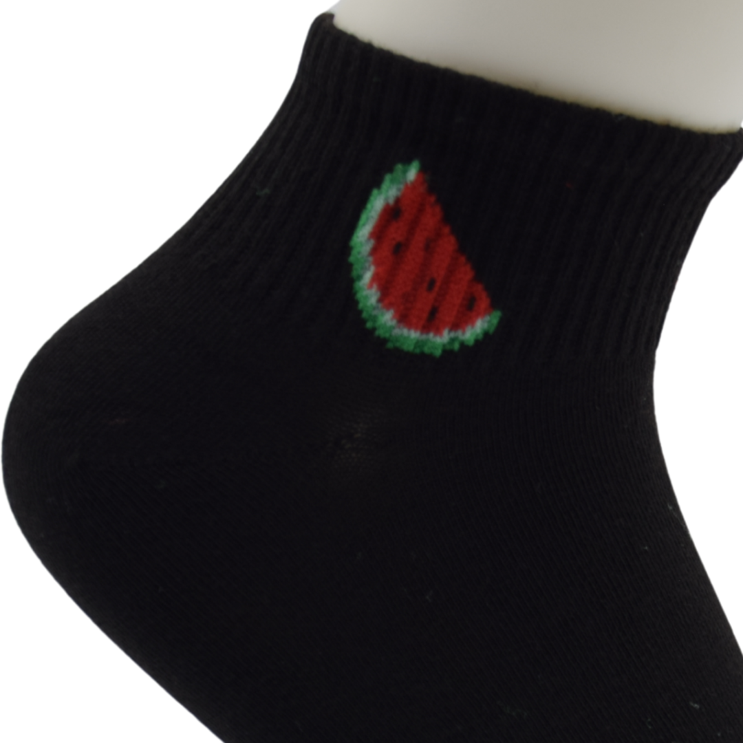 Watermelon Ankle Socks – Black Casual Fun