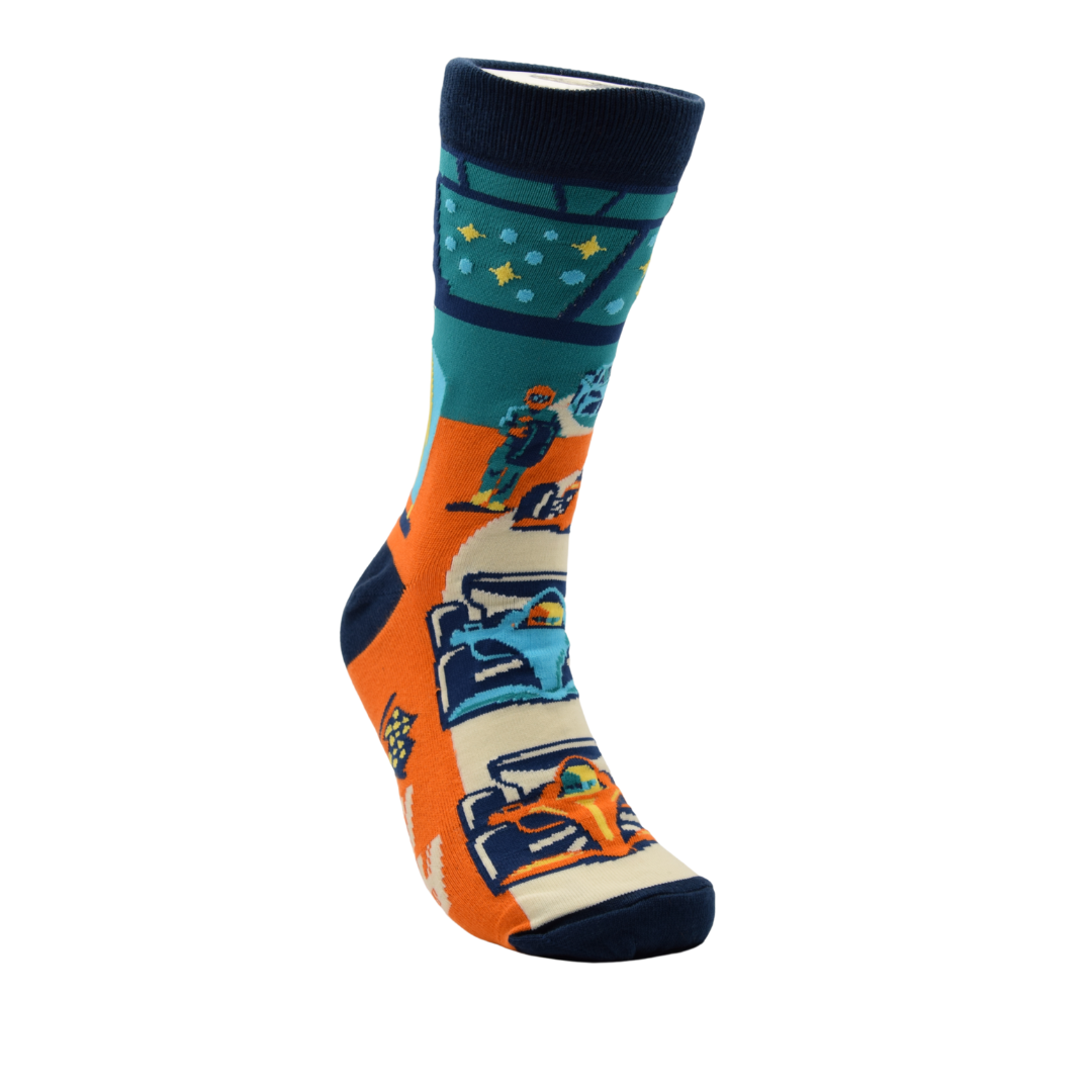Race Car Crew Socks – Fun Colorful Sports Car Design, Unisex
