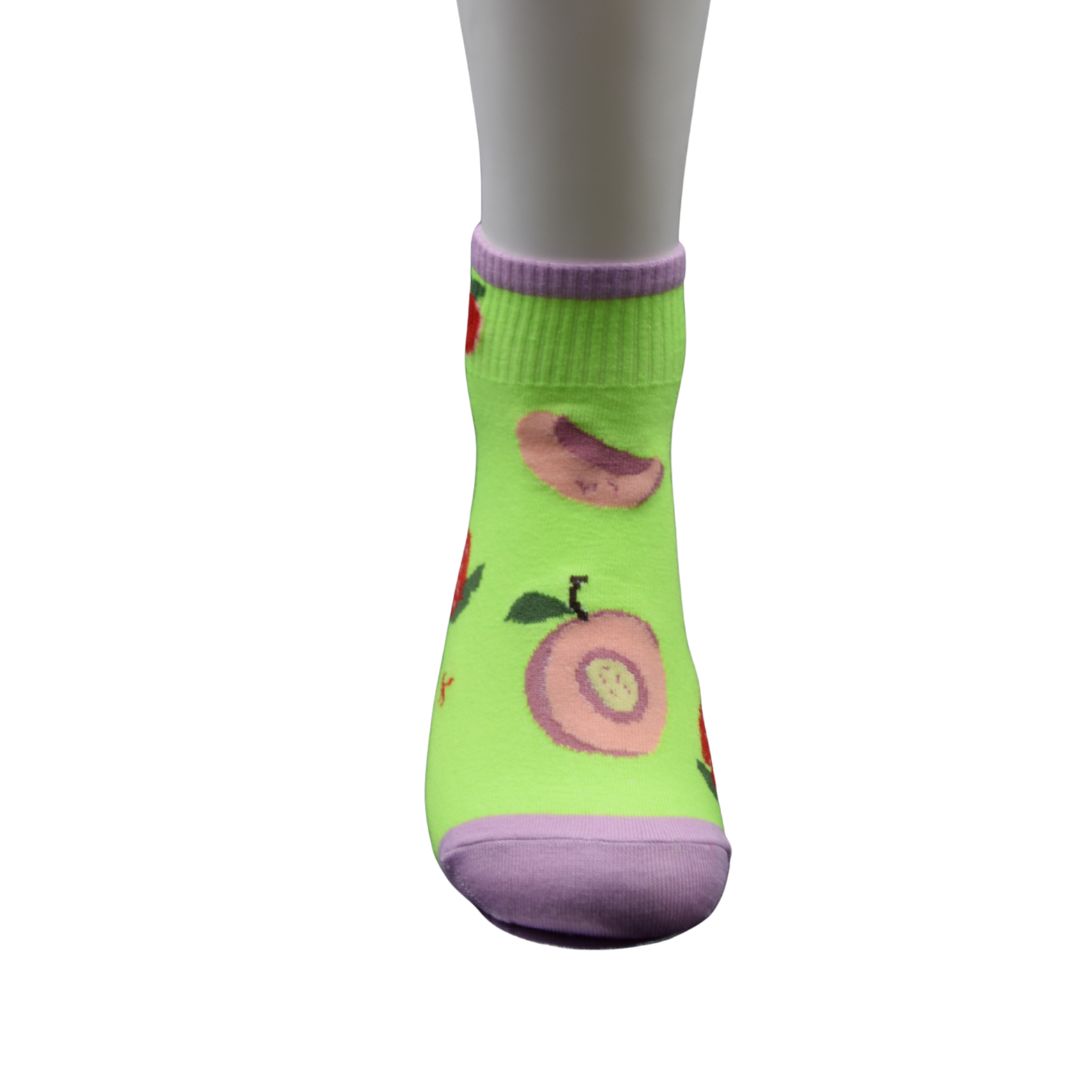 Colorful Fruit Design Ankle Socks – Green & Purple