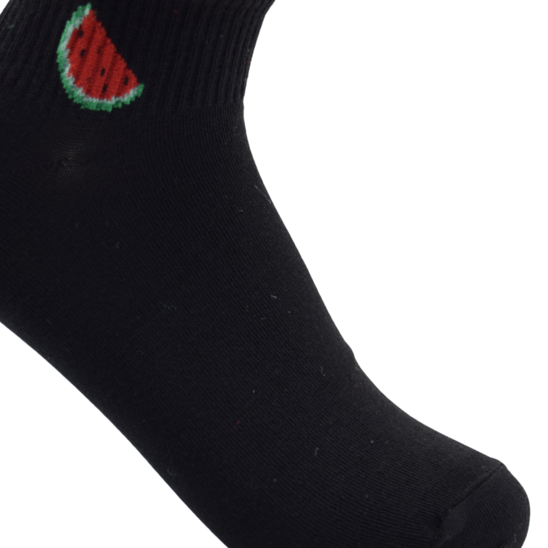 Watermelon Ankle Socks – Black Casual Fun