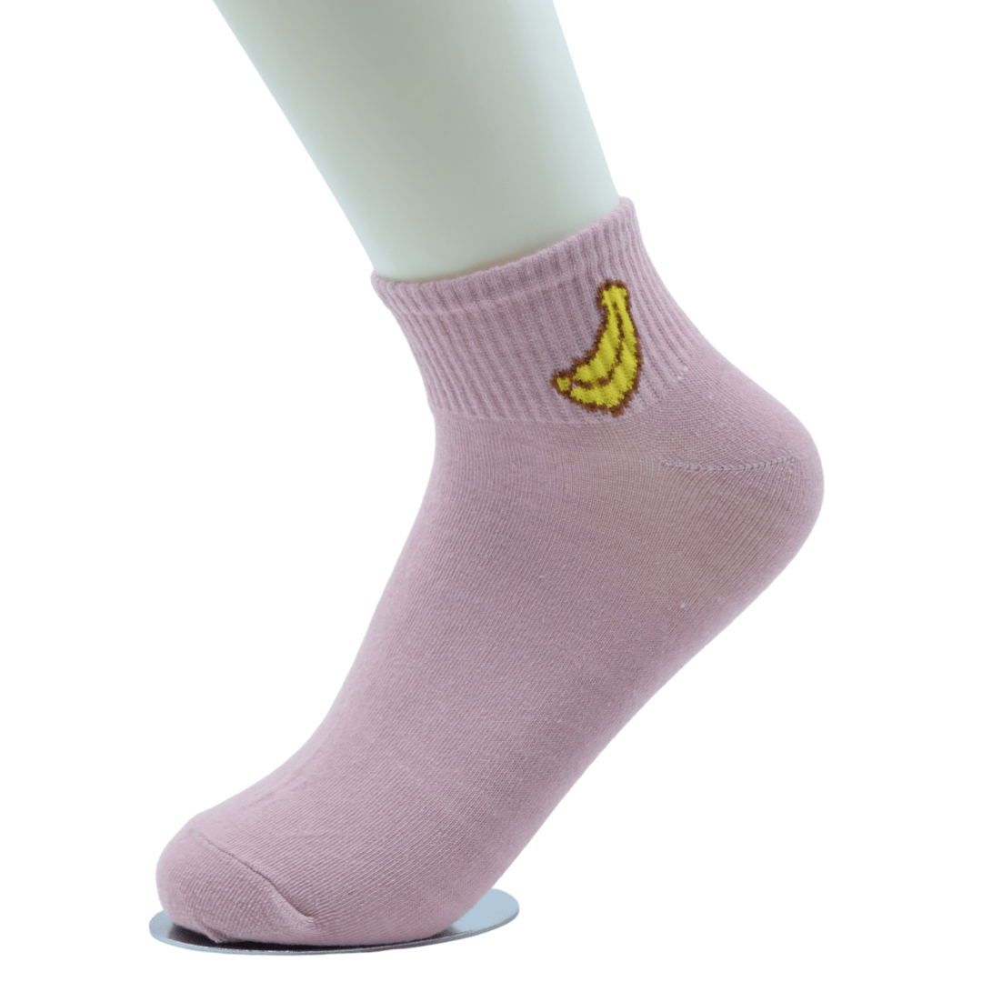 Pink Banana Ankle Socks – Cute Fruit Design