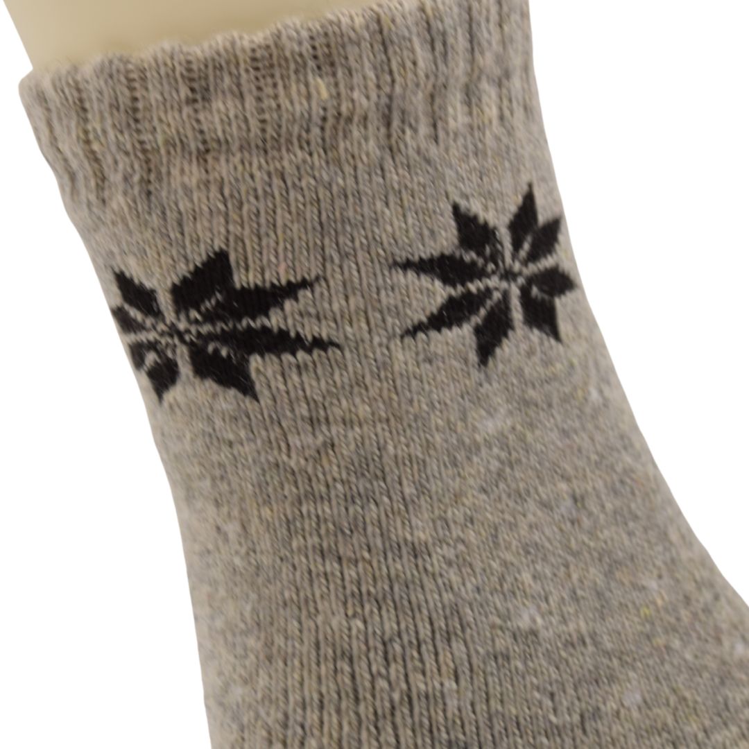 Women’s Woolen Winter Socks – Light Grey with Snowflake Design