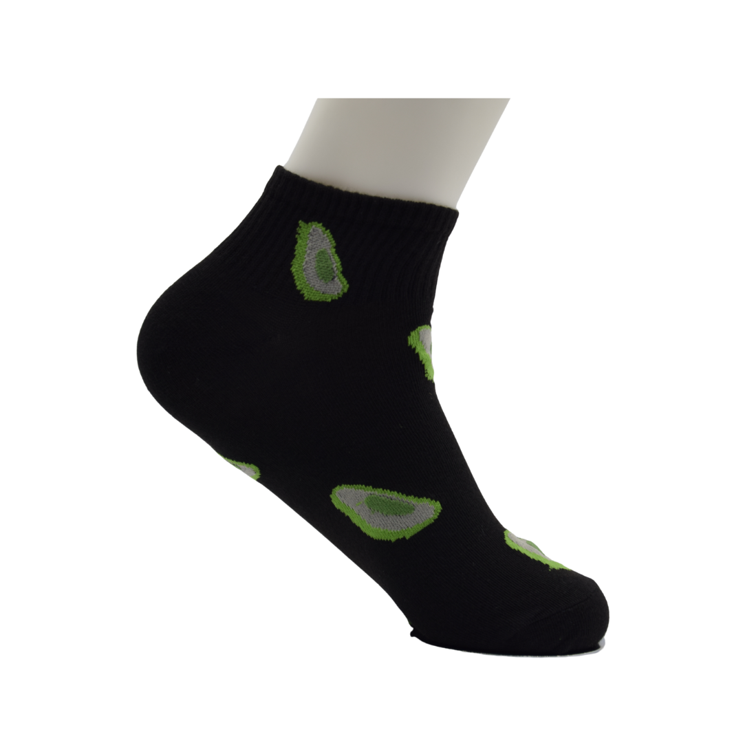 Black Avocado Ankle Socks – Stylish Fun Fruit Design
