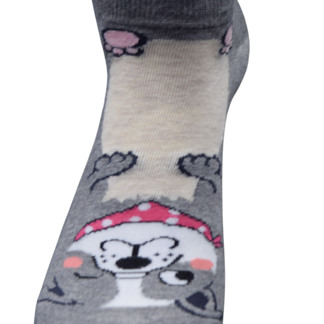Grey Dog Print Ankle Socks – Cute & Comfy Everyday Wear