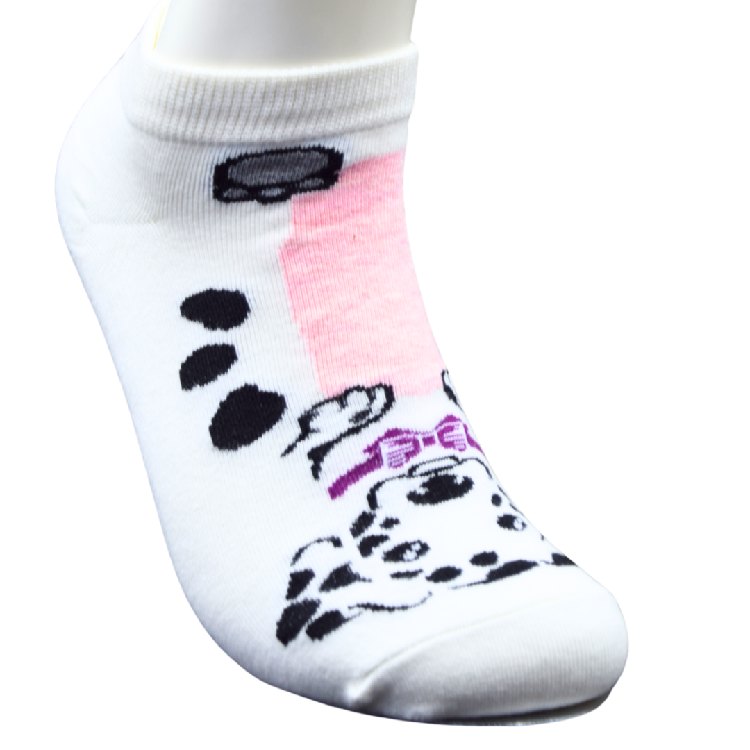 White & Pink Dalmatian Print Ankle Socks – Cute & Comfortable Everyday Wear