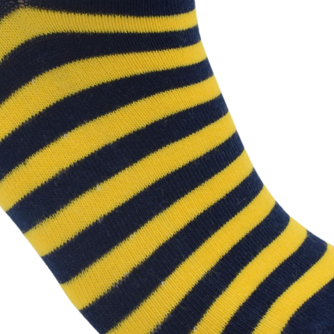 Men’s Striped Ankle Socks – Navy Blue & Yellow