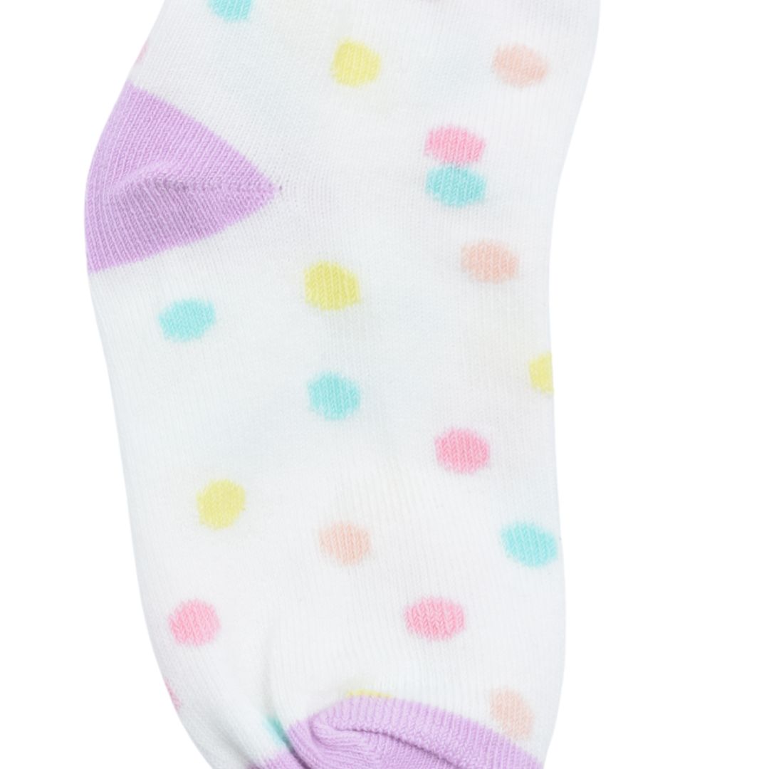 White Ankle Socks with Pastel Polka Dots – Soft & Cute Everyday Wear