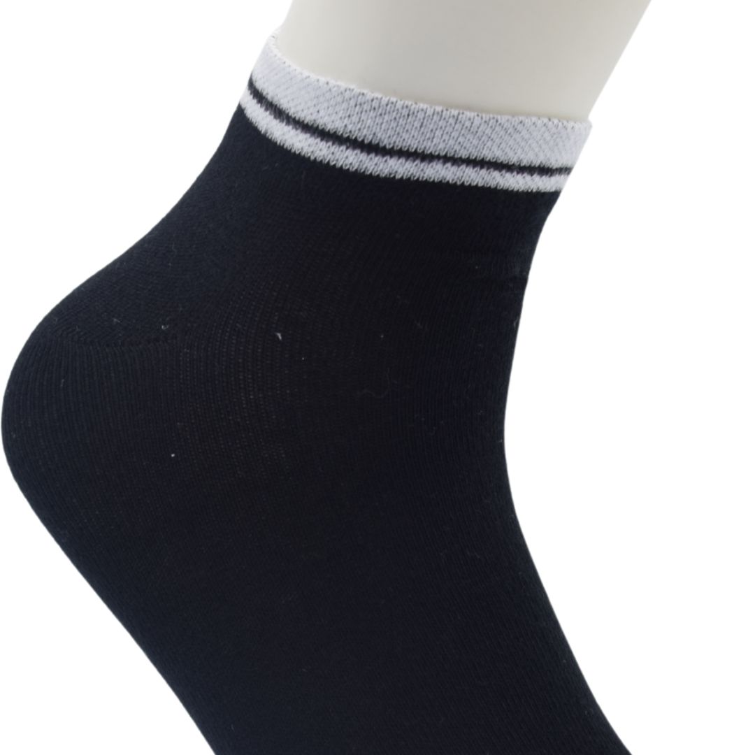 Classic Black Ankle Socks with White Trim