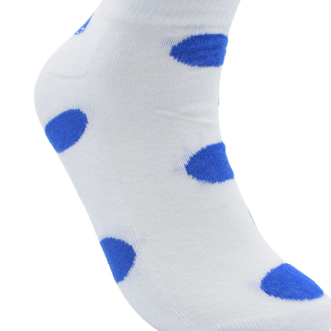 White Ankle Socks with Blue Polka Dots – Fun and Comfy Everyday Style