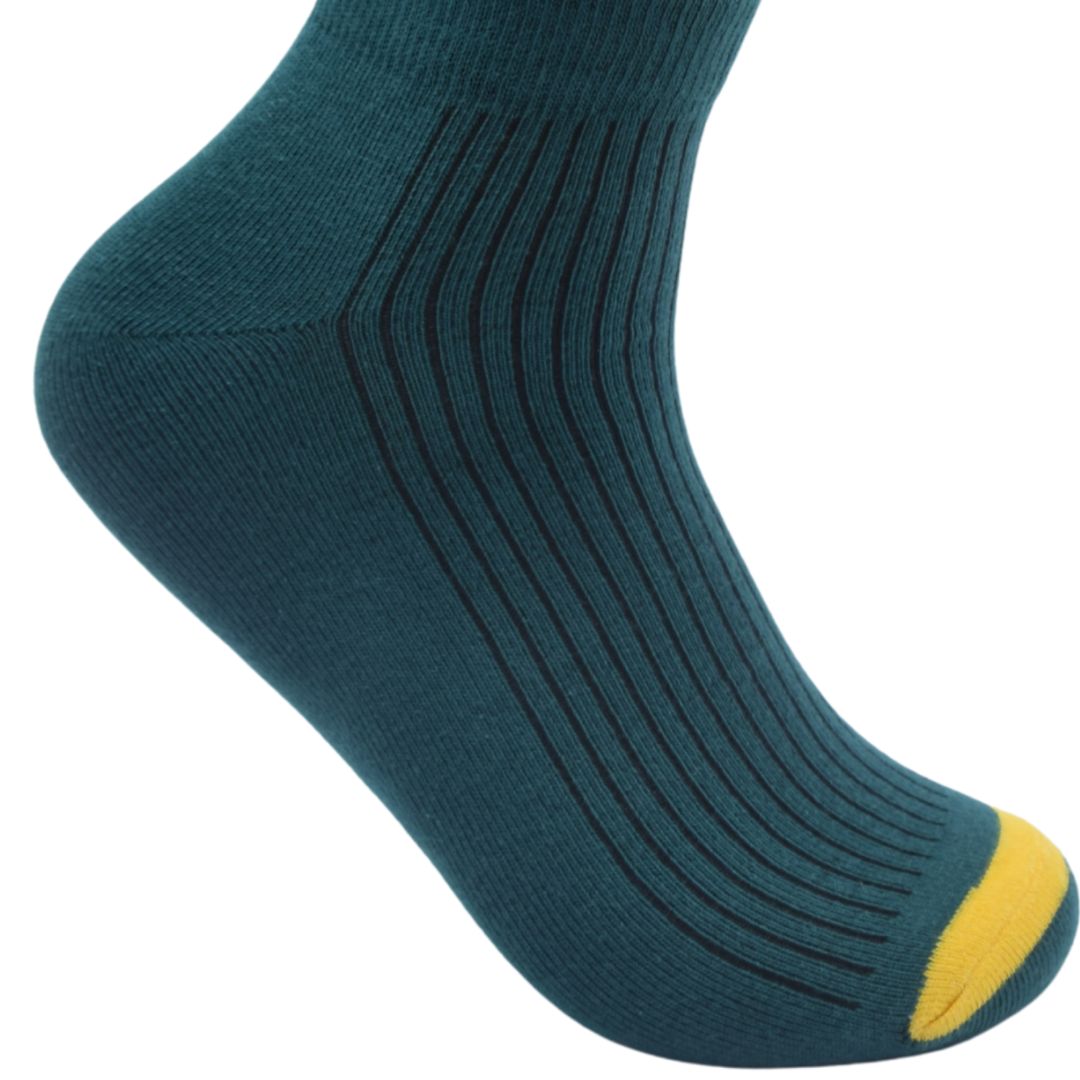 Teal Ankle Socks with Yellow Toe – Comfortable & Stylish Everyday Wear