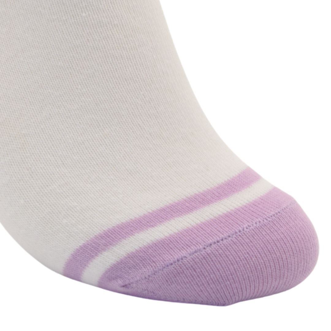 White & Lavender Ankle Socks with Striped Design – Soft Everyday Comfort